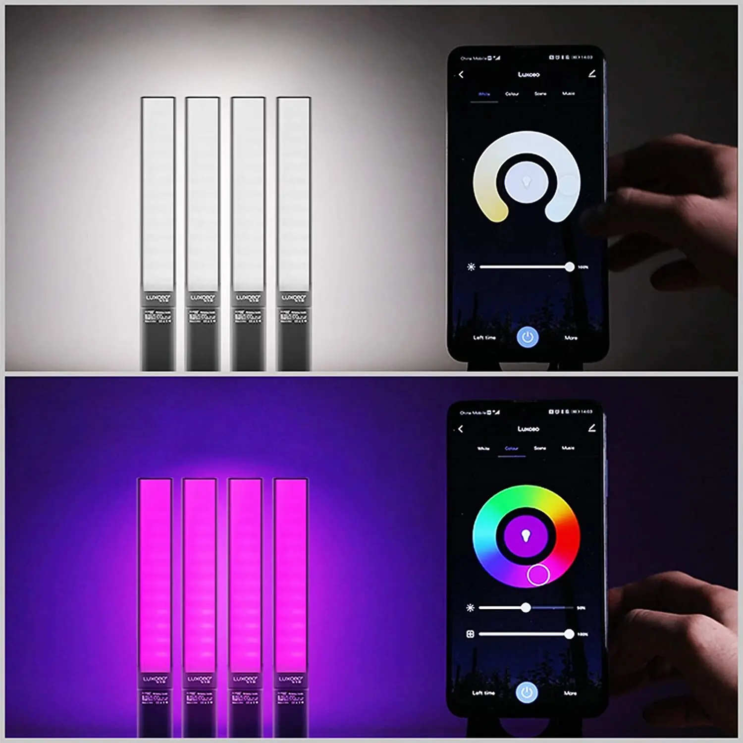 LUXCEO P6 RGB LED Video Light 2500K-6500K Photo Light 18W Fill Light 10000mAh Controlled by Phone App vs Yongnuo YN360 III