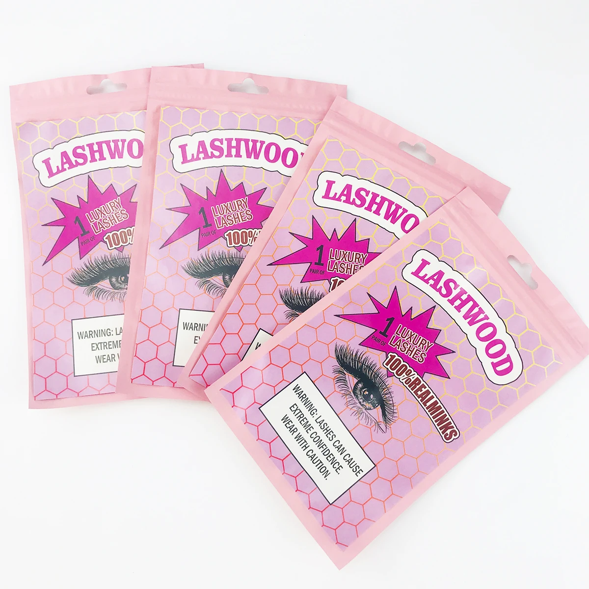 Eyelash Packaging Bag Wholesale Pink Black White Zip Lock Party Favor Bag Eyelashes Lash Package Box Custom Logo Sticker