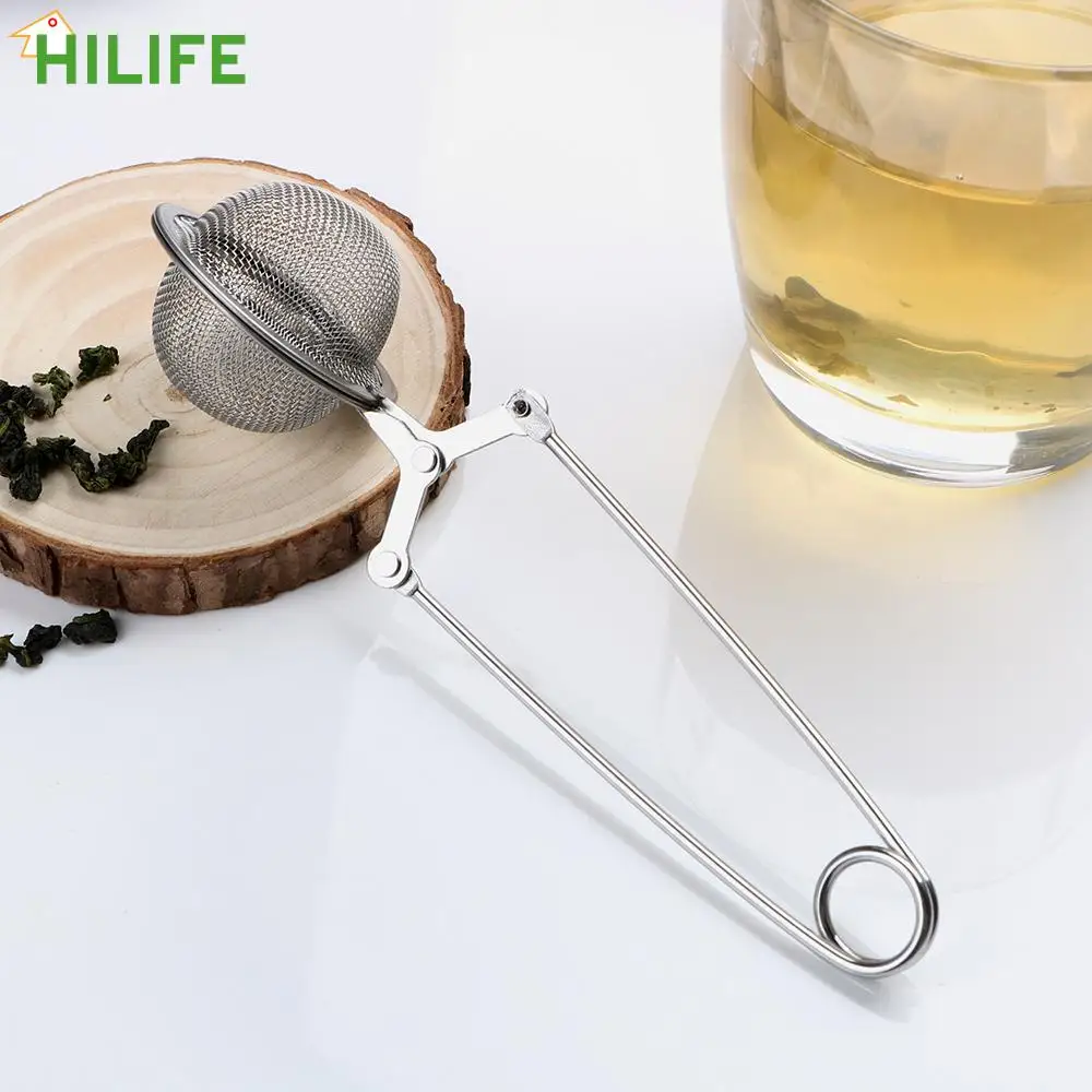 Hilife cozinha gadget esfera malha filtro de chá café erva tempero filtro difusor chá infusor alça aço inoxidável bola chá