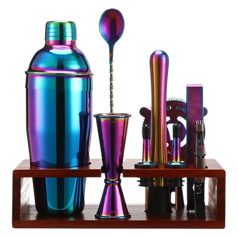 Stainless steel thickened SUS304 material bartender set mahogany storage rack