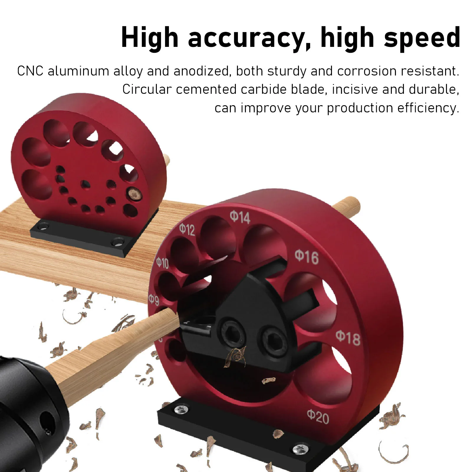 Dowel Cutter High Accuracy Dowel Maker 8 To 20mm Incisive Round Cemented Carbide Blade Red for Woodworking