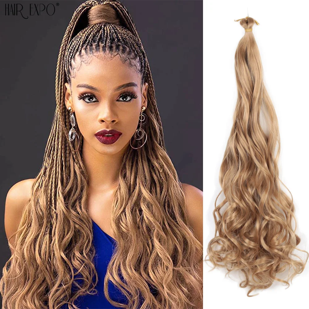 

French Curls Synthetic Loose Wave Crochet Hair For Braids Spiral Curls Braiding Hair Extensions Ombre Pre Stretched Afro Hair