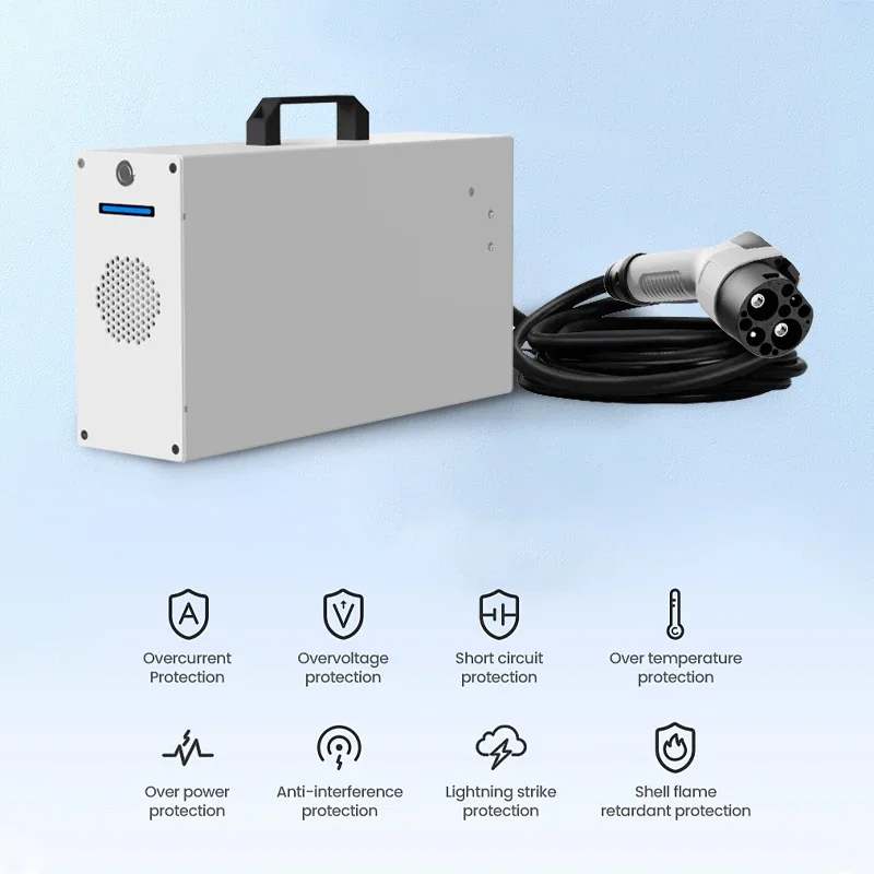 محطة شحن Ev المحمولة الخارجية من Olink CCS CHAdeMO NACS Ev شاحن محطة شحن 7KW شاحن تيار مستمر محمول