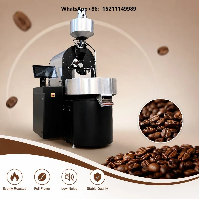 Fully Automatic 6kg Coffee Roasting Machine with PLC Touch Screen Control High Efficiency Professional Coffee Roaster