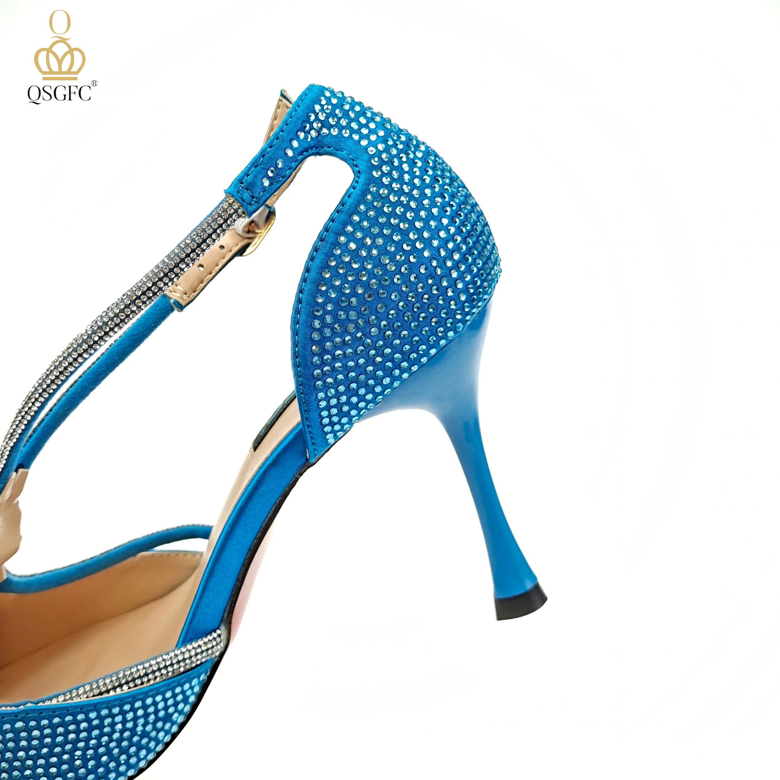 QSGFC Set di scarpe e borse da donna dal Design elegante con Design a farfalla di diamanti in colore blu cielo