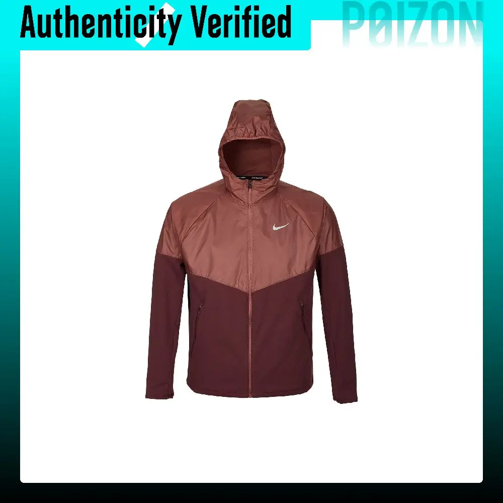Nike MILER Running Jackets Men's Bright Burgundy Red Hooded (Non-detachable) Moderate HV2670-652