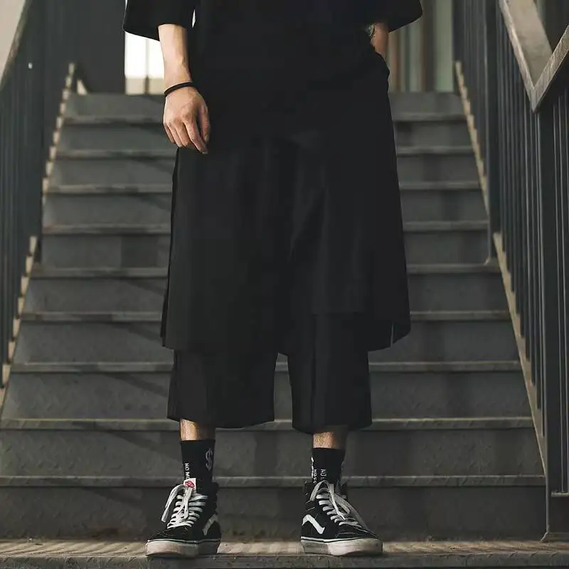

Men's Casual Pants Wide-Leg Culottes Couple Dark High-End Casual Men's Japanese Style Spring And Autumn Plus Size Fat-Leg Pants