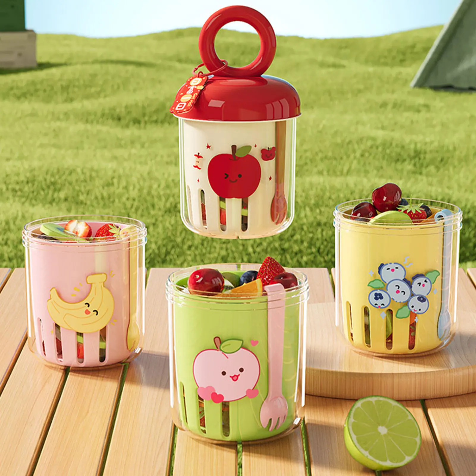 

Фруктовый салат для ланч-коробки без BPA контейнер для хранения продуктов портативный двухслойный дизайн встроенные дренажные салатные чашки для парков пикник