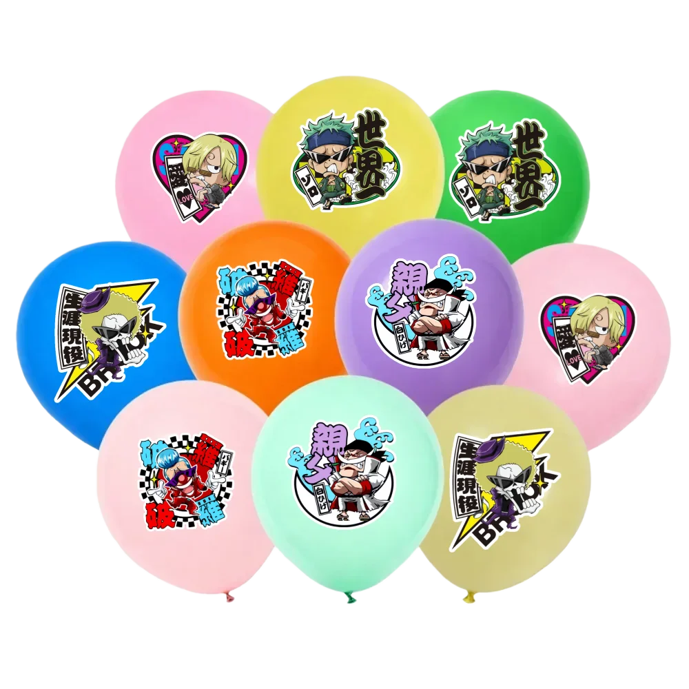 

10pcs One Piece Balloons Anime Theme Party Supplies Luffy Zoro Sanji Franky Brook Latex Balloon Kids Birthday Decor Cake Topper