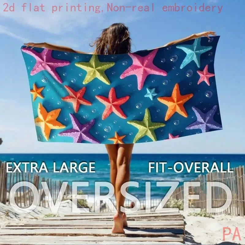 Newest Colorful Starfish Print Oversized Microfiber Beach Towel Sand Resistant Large Summer Beach Towel