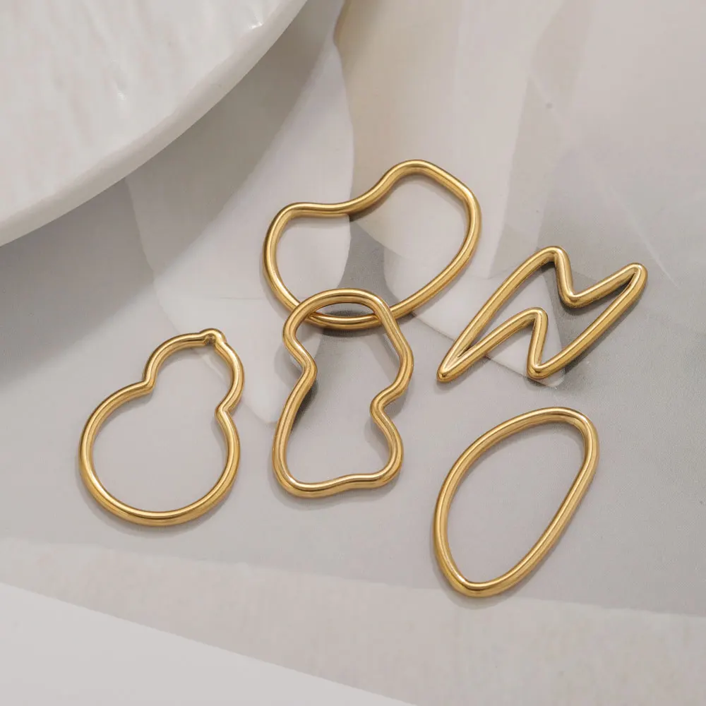 5 Stück Edelstahl-Verbinder mit geschlossenem Ring für Schmuckherstellung, unregelmäßig geformte Verbinder, Schmuckzubehör, handgefertigte Accessoires – Detail 4