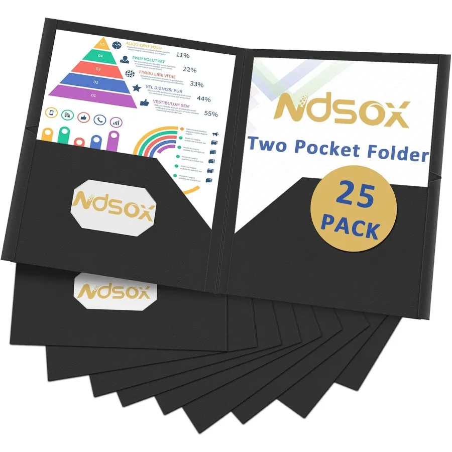 

25 упаковок папок с горшками. Черные папки с двумя горшками и этикетками. Подходит для бумажных документов размером с буквами. Бумажная папка с 2 горшками.