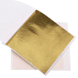 10pcs Imitation Gold Leaf Sheets Foil Paper Dried Gold Gilding for Arts Crafts Statue Nail Decoration Colorful 8x8.5cm