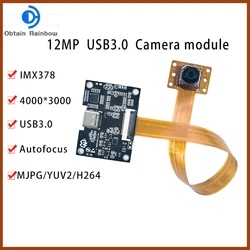 12MP USB3.0 Camera module 4000*3000 AF Face Recognition QR Code Scanning IMX378 CMOS  Supports H264