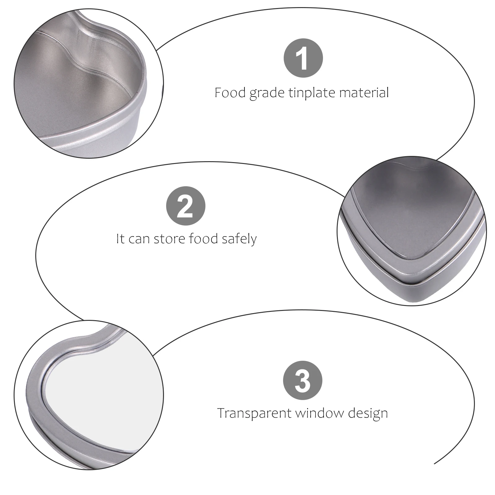 

12 Pcs Heart Shaped Tinplate Boxes Gift Packaging Cans Transparent Window Design Storage Container