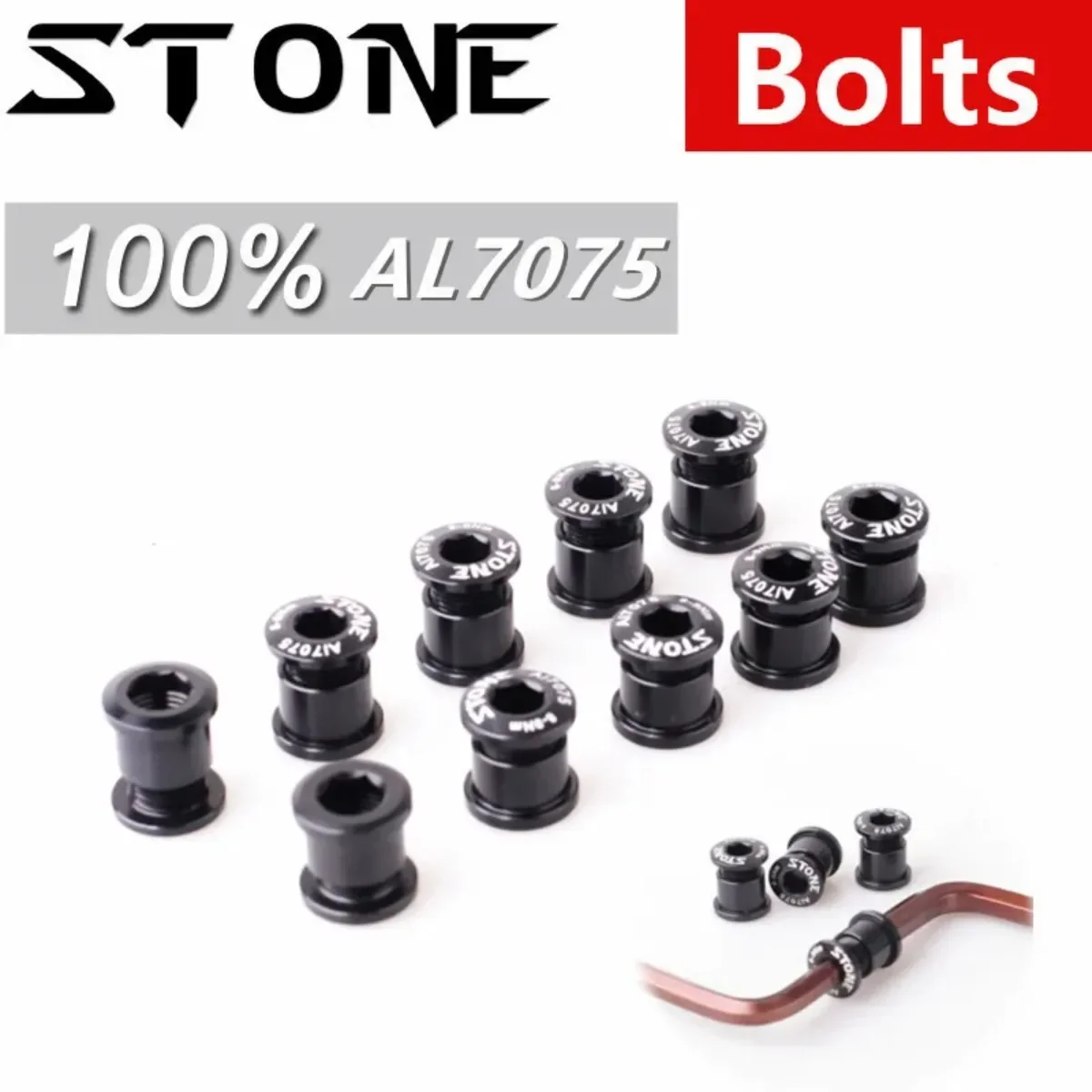 Stone Chainring Bolts AL7075 Aluminum 5pcs/lot M8x6mm M8x7mm Bike Lightweight for MTB Road Bicycle CNC Bolt Chain Wheel Screws