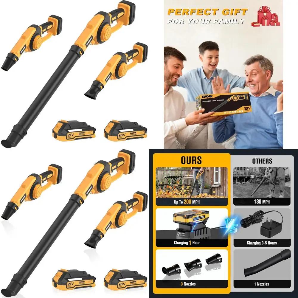 

Беспроводная воздуходувка для листьев 21 В, 130 куб. футов в минуту/200 миль в час, легкий аккумулятор емкостью 2,0 Ач, компактная электрическая воздуходувка для ухода за газоном и листьями