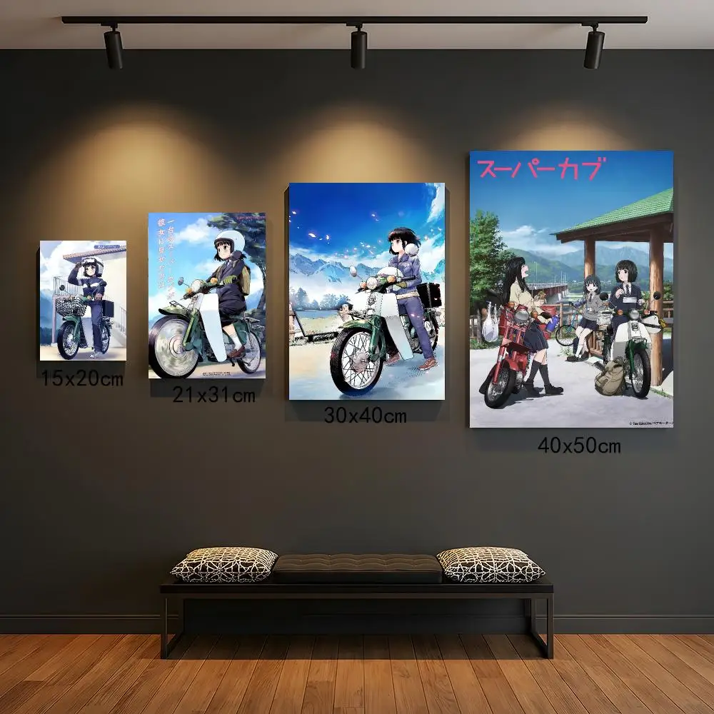 anime S-Super Cub-B Poster Self Adhesive Wall Decor for Modern Home Cafe Office and Bar