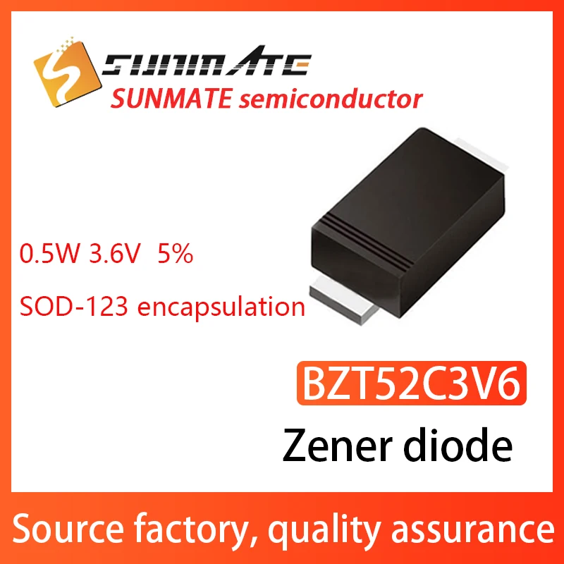 زينر ديود 0.5 واط الطاقة BZT52C2V4 BZT52C2V7 BZT52C3V0 BZT52C3V3 BZT52C3V6 BZT52C3V9 BZT52C4V3 BZT52C4V7 SOD-123 حزمة 100 قطعة