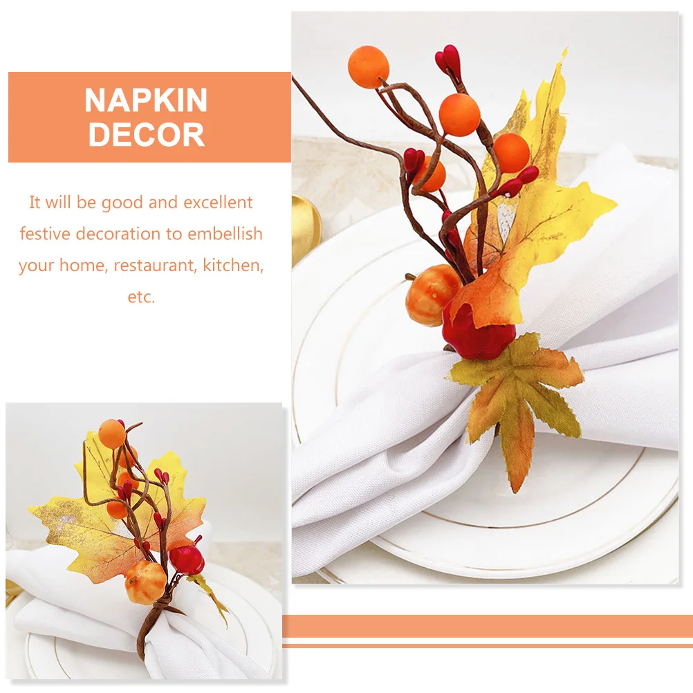 

Autumn Napkin Ring Set Christmas Decorations Rings Holder Decorative Banquet Dining Room Table