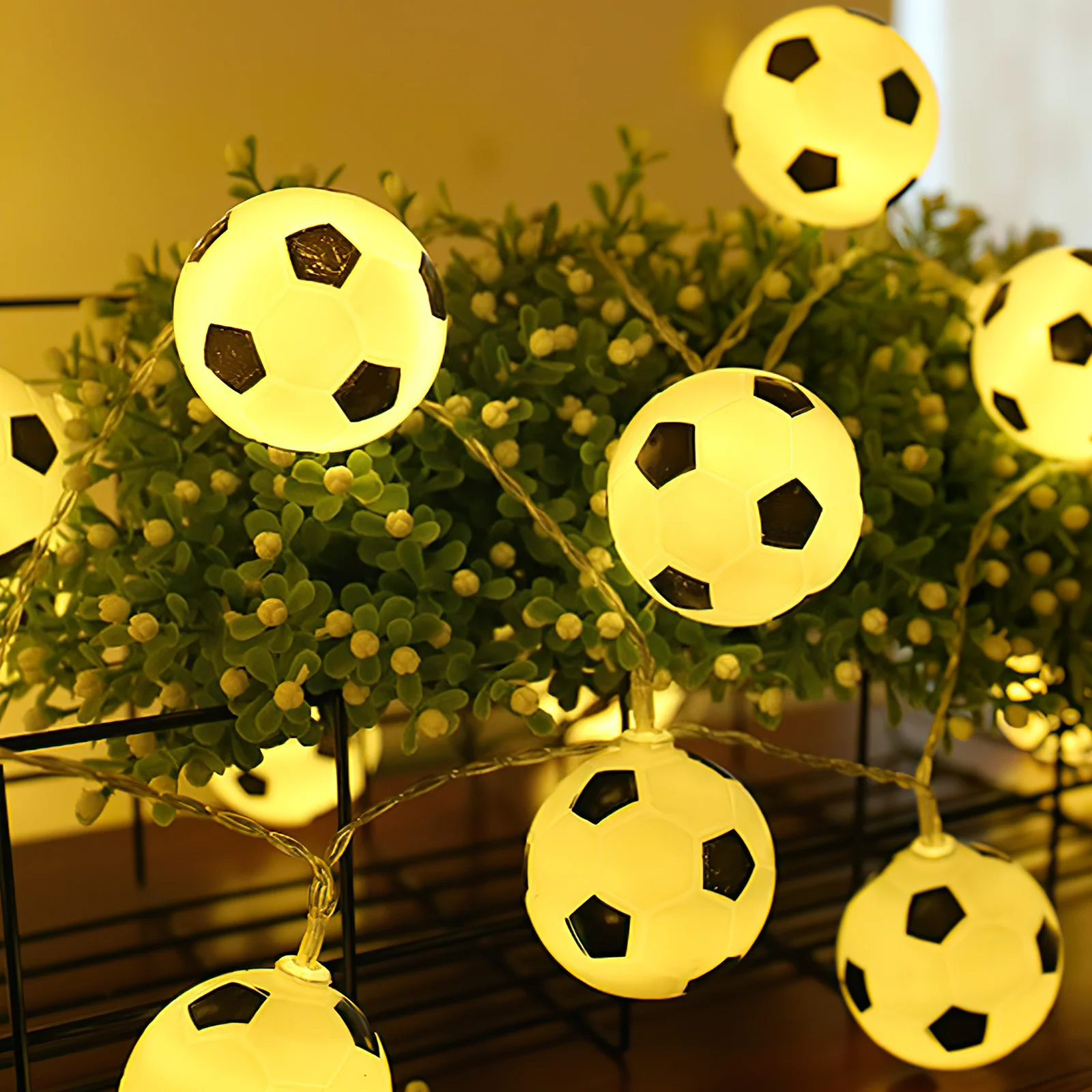 الكرتون كرة القدم LED سلسلة ضوء غرفة نوم الاطفال حفلة عيد ميلاد داخلي الرياضة الكرة ديكور غرفة ضوء سلسلة أضواء #2