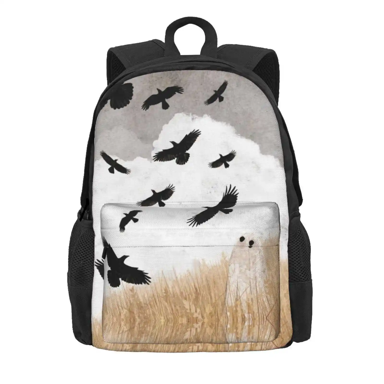 Walter And The Crows Hot Sale Schoolbag Backpack Fashion Bags Crows Birds Fall Harvest Autumn Ghost Haunt Halloween Folk Art