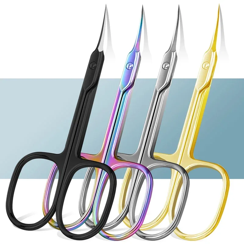 1Pcs Nail Cuticle Scissors Eyebrows/Eyelashes Mustache Multi-Purpose Cuticle Extra Fine Curved- Professional Manicure Scissors