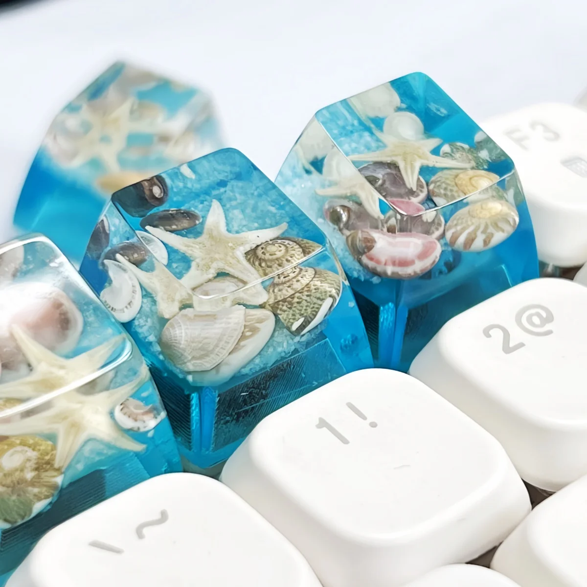 Personalized Epoxy Underwater World Starfish Conch Keycaps