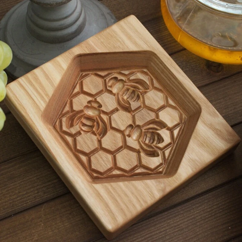 Wooden Gingerbread Biscuit Mold Pine Cones Cookie Cutters Rose Style Cookie Mold Baking Mould Portable DIY