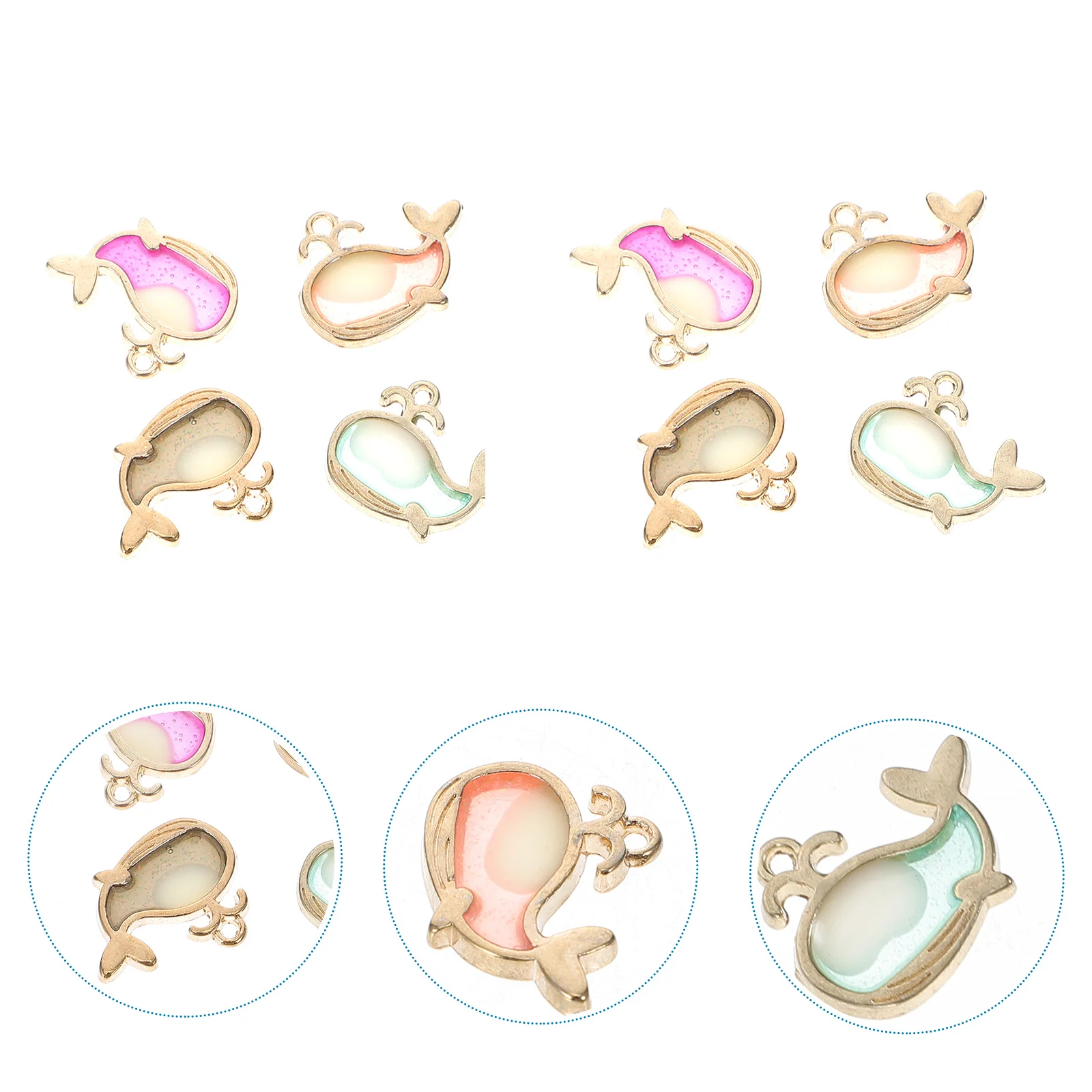 

20pcs Alloy Whale Pendant Delicate Pearly Lustre Glittering Design Diy Jewelry Making Craft For Necklace Bracelet Keychain