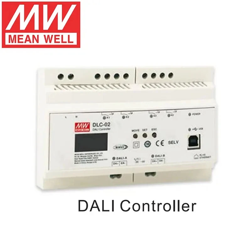 Mean Well DLC-02-KN KNX to DALI Gateway alimentatore BUS DALI integrato per sistema di automazione dell'illuminazione domestica intelligente