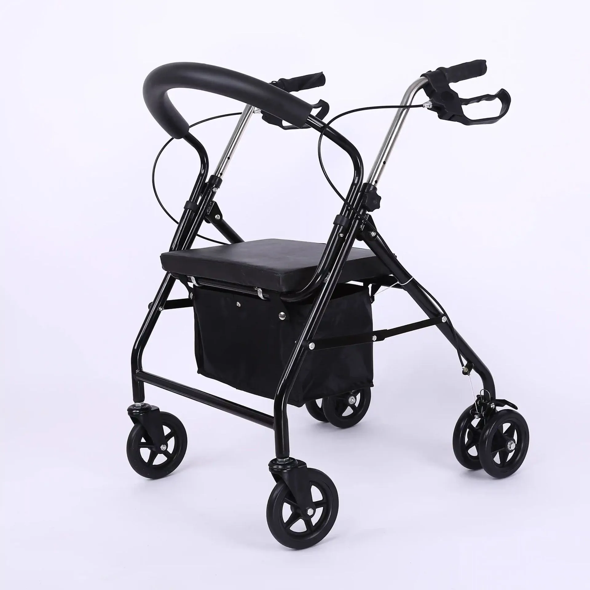 Lightweight Walking Support Cart with Brake Comfort Seat Outdoor Shopping Hand Trolley