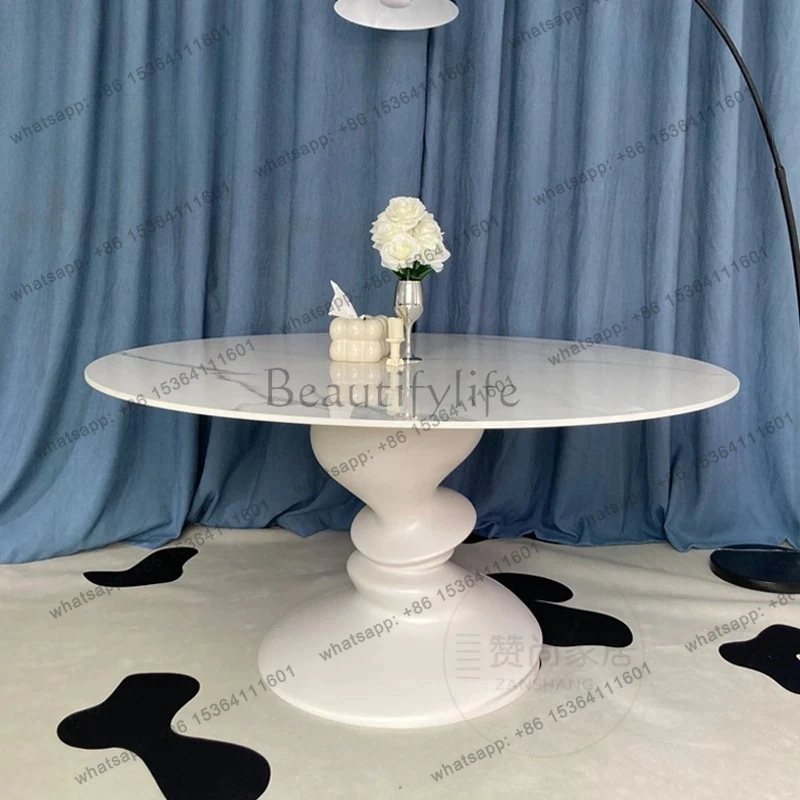 

Nordic light luxury fiberglass special-shaped dining table creative spiral coffee table living room multi-person dining table