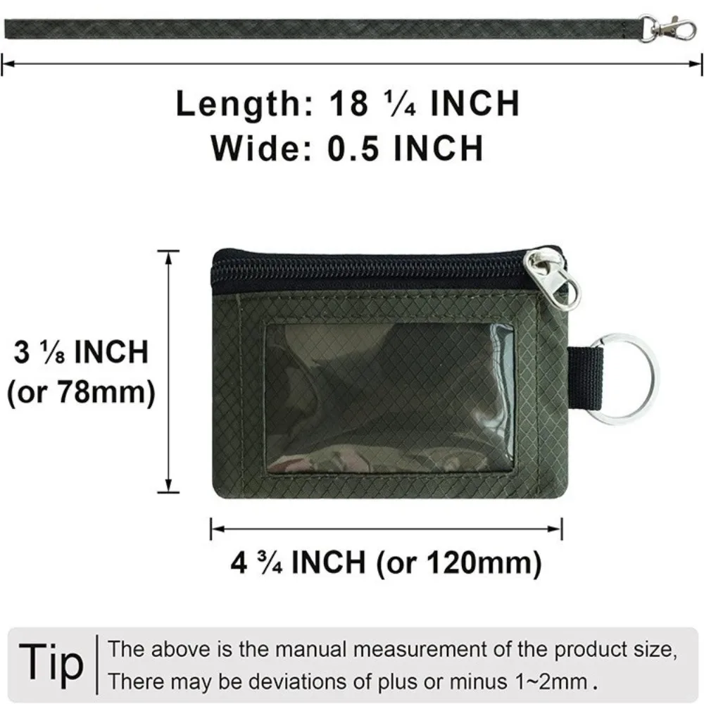 Minimalist RFID Blocking Small Wallet Water Resistant Slim Coin Purse Zip ID Window Lanyard Wallet