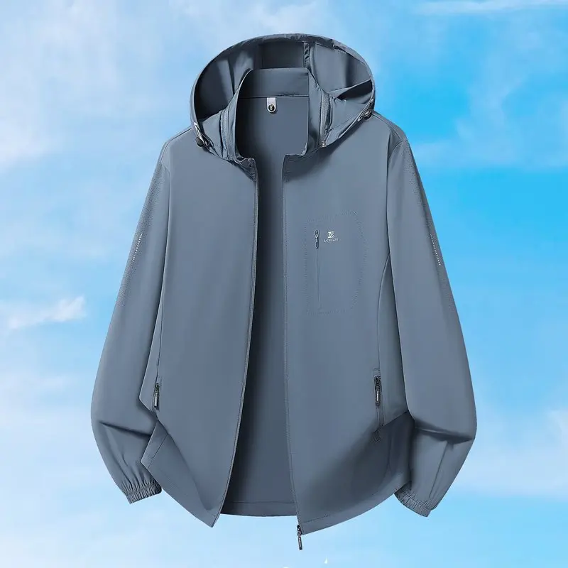 Men's Hooded Sunscreen Jacket New Summer Fashion Nylon Blend Detachable Hood UV Protection Coat Daily Outdoor Sports Lightweight