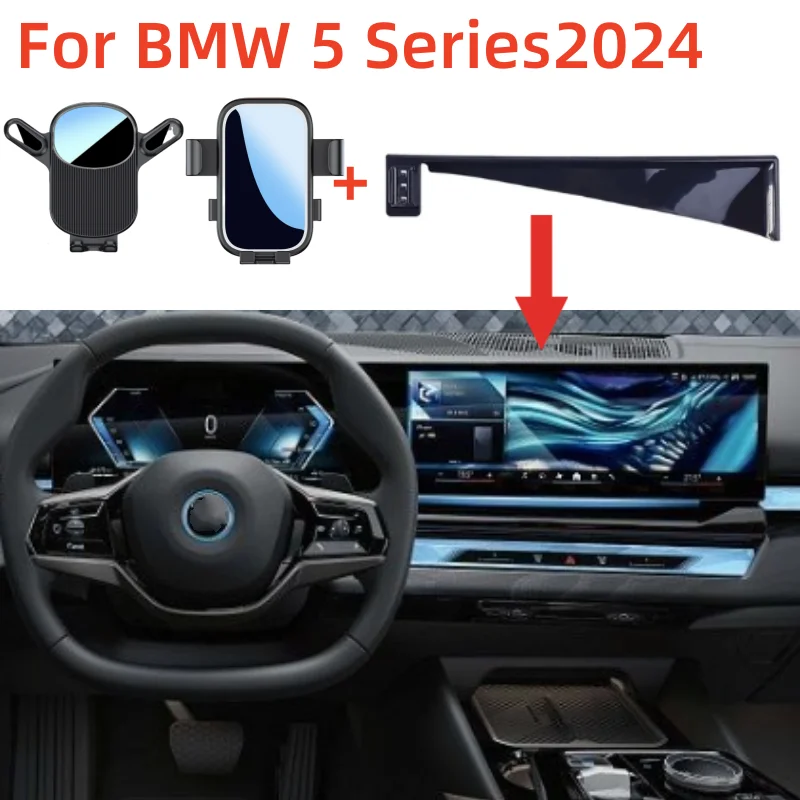 

Car Phone Holder For BMW 5 Series G60 530 540 2024 Multimedia Screen Fixed Base Stand Mobile Phone Mounts