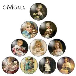 Vintage Baby Girls Retro Oil Paintings 10mm/12mm/18mm/20mm/25mm/30mm Round photo glass cabochon demo flat back Making findings
