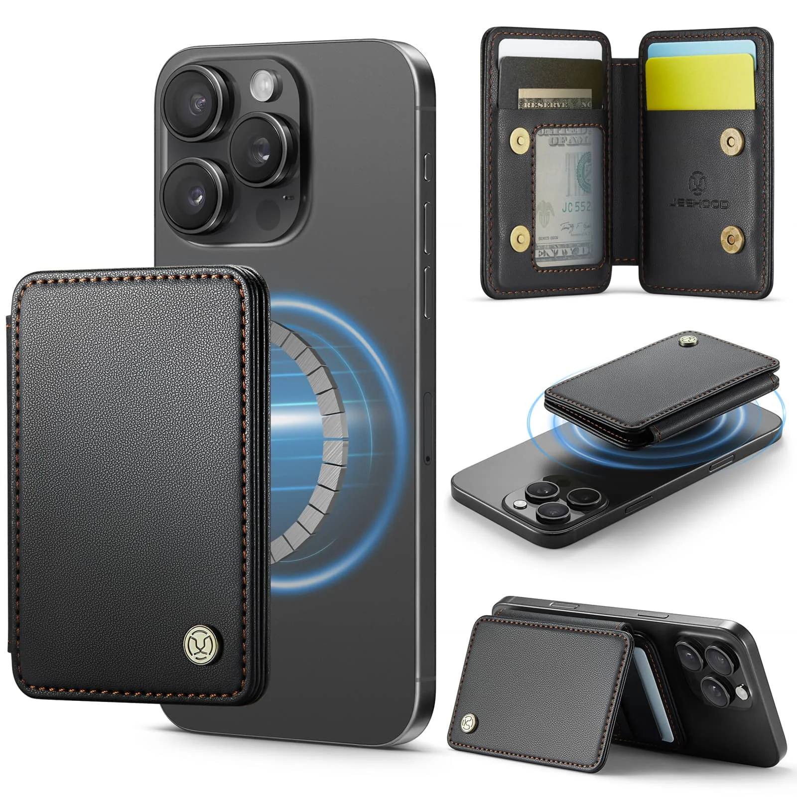 Wallet Magnetic Card Holder RFID Blocking, Minimalist Phone 