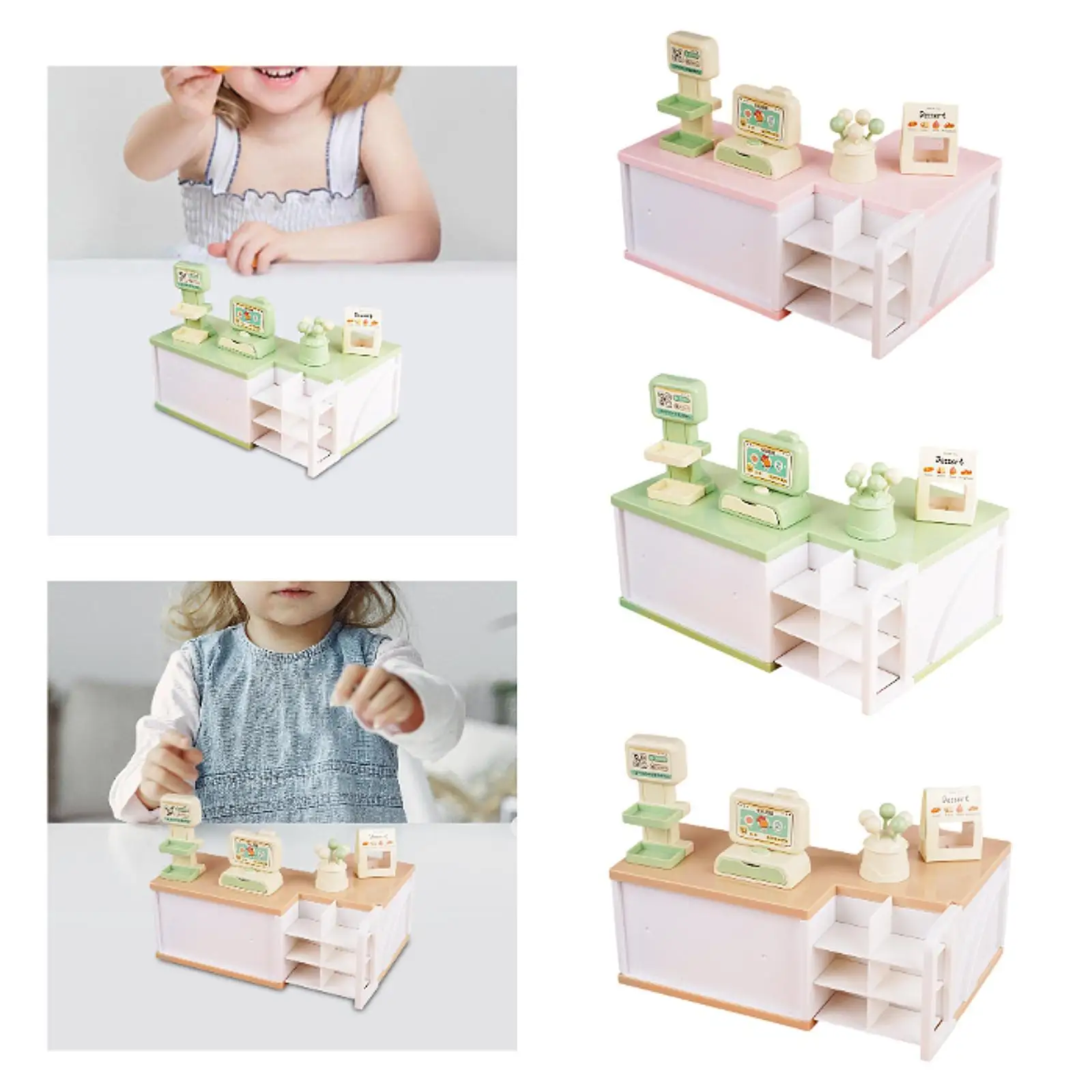 เครื่องบันทึกเงินสดขนาดเล็กสำหรับเล่นบ้านตุ๊กตา สเกล 1:12 สำหรับเด็กอายุ 3 ปีขึ้นไป