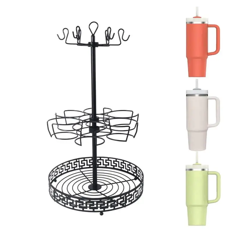 

Mug Stand Rack Carbon Steel Mug Racks For Counter 360 Degree Rotating Stylish Space Saving Coffee Mug Stand For Kitchen Living