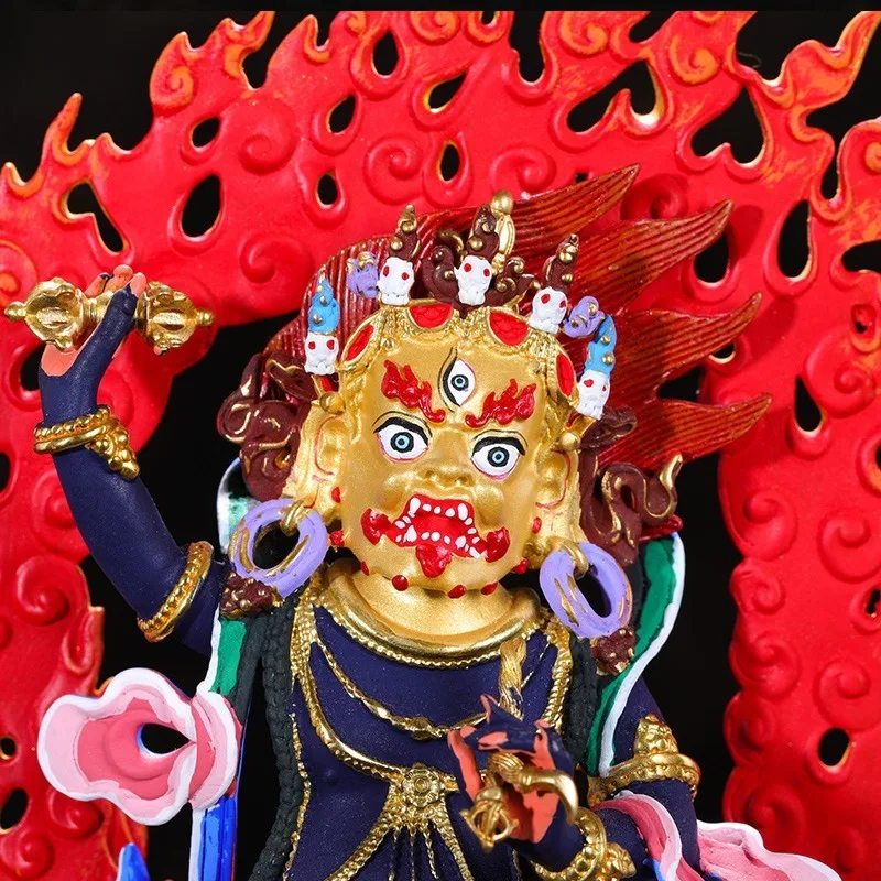 Tibetan ethnic home decor items for worshiping Buddha, gilded and paintedBHigh-grade copper Vajra hand-detailed Tantric Buddha s