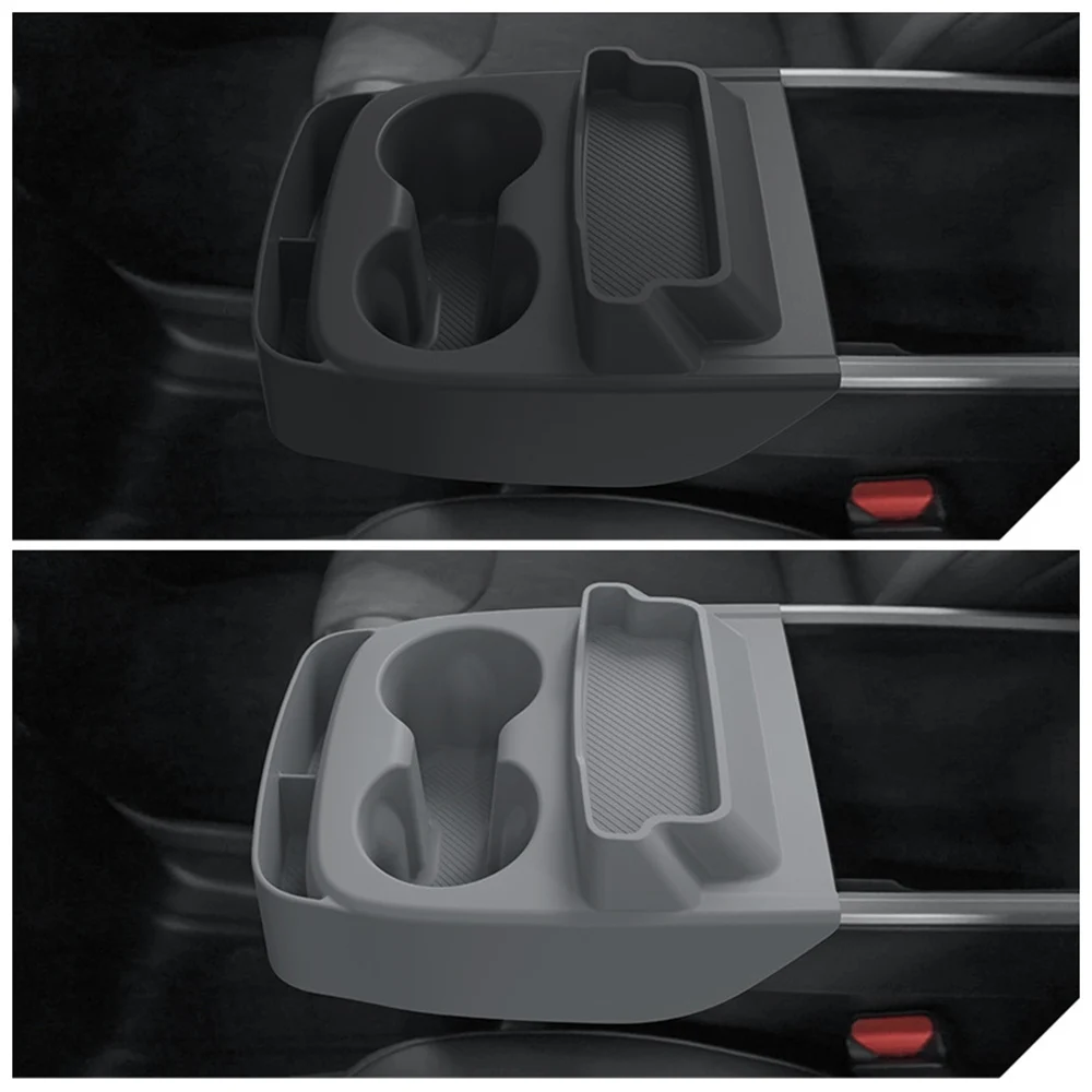 For Tesla Model Y Standard 2025+ Multifunctional Silicone Central Control Water Cup Holder Shock-Absorbing Tray Storage Box Case view 5