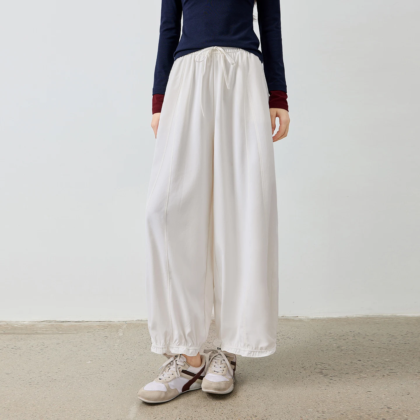 TOYOUTH Women's Lantern Pants 2026 Autumn New High Waist Bud Design Ankle-Length Loose Trousers