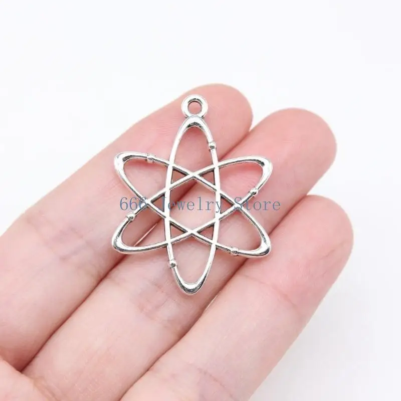 F2TD 10pcs Scientific Atomic Structure Charm for Unique Accessories Physics Pendants