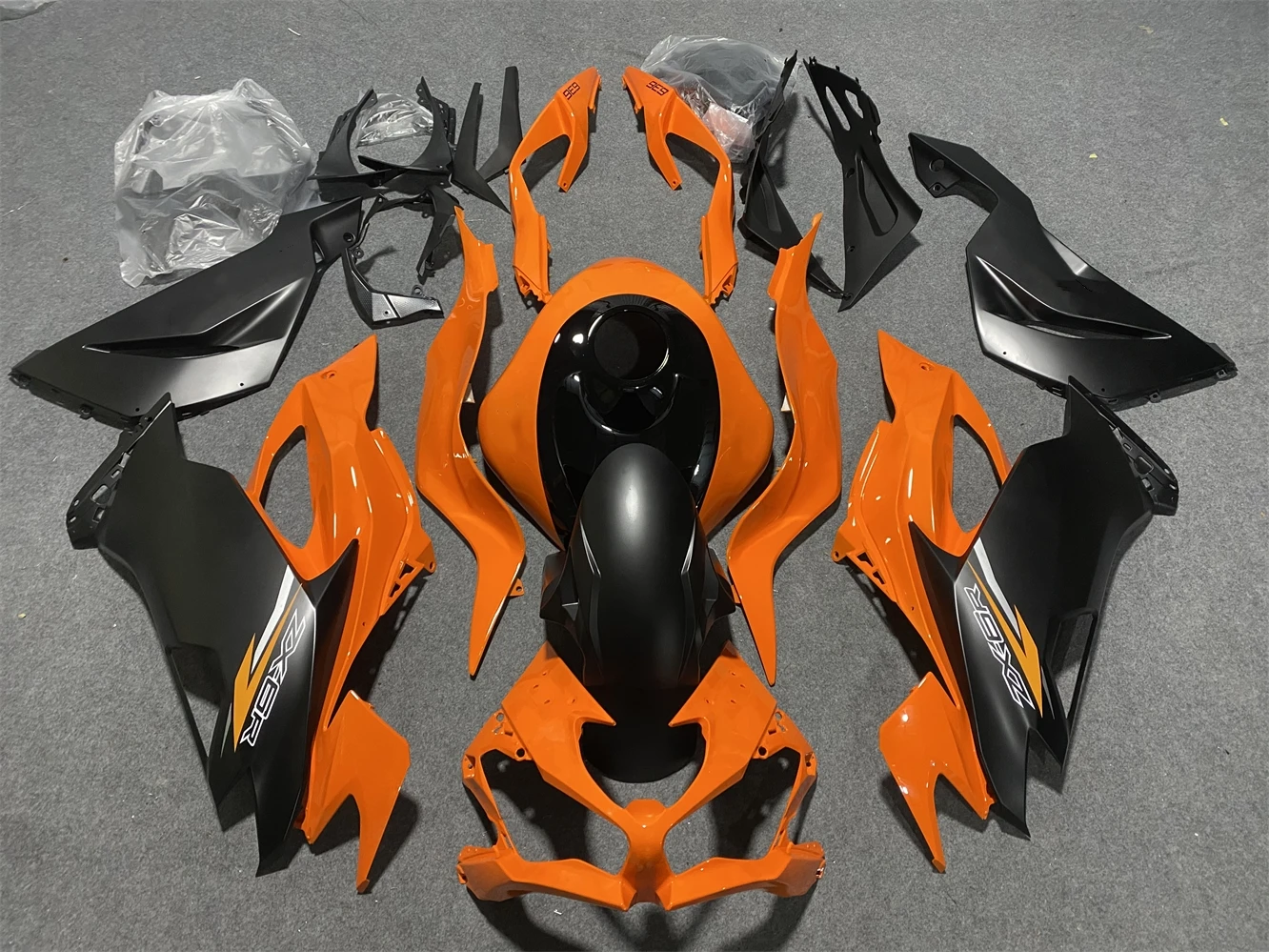 New ABS Motorcycle Fairings Kit Fit For Kawasaki ZX6R ZX-6R 636 2019 2020 2021 2022 Bodywork Shell Custom Black Matte orange