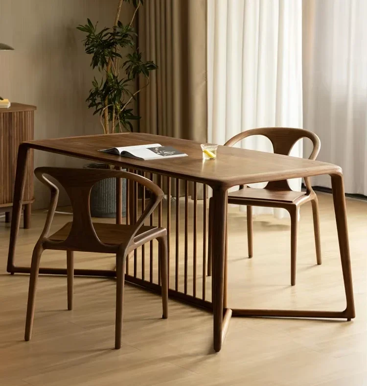 

North American black walnut desk living room large long table tea table work table integrated