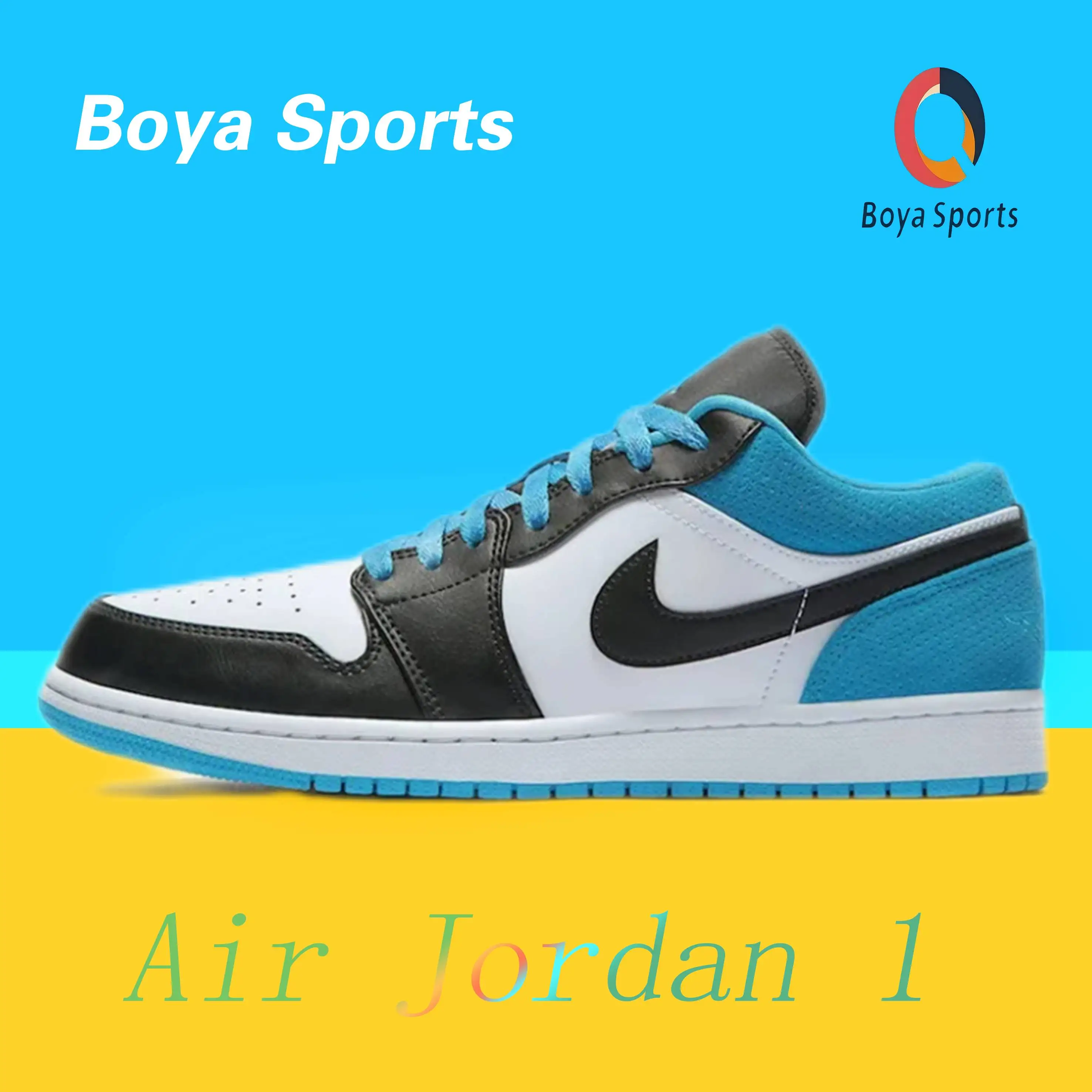 Jordan Air Jordan 1 Low Classic Trend Sports Low-top Retro Board Shoes Blanco y Azul Color a juego Hombres y mujeres