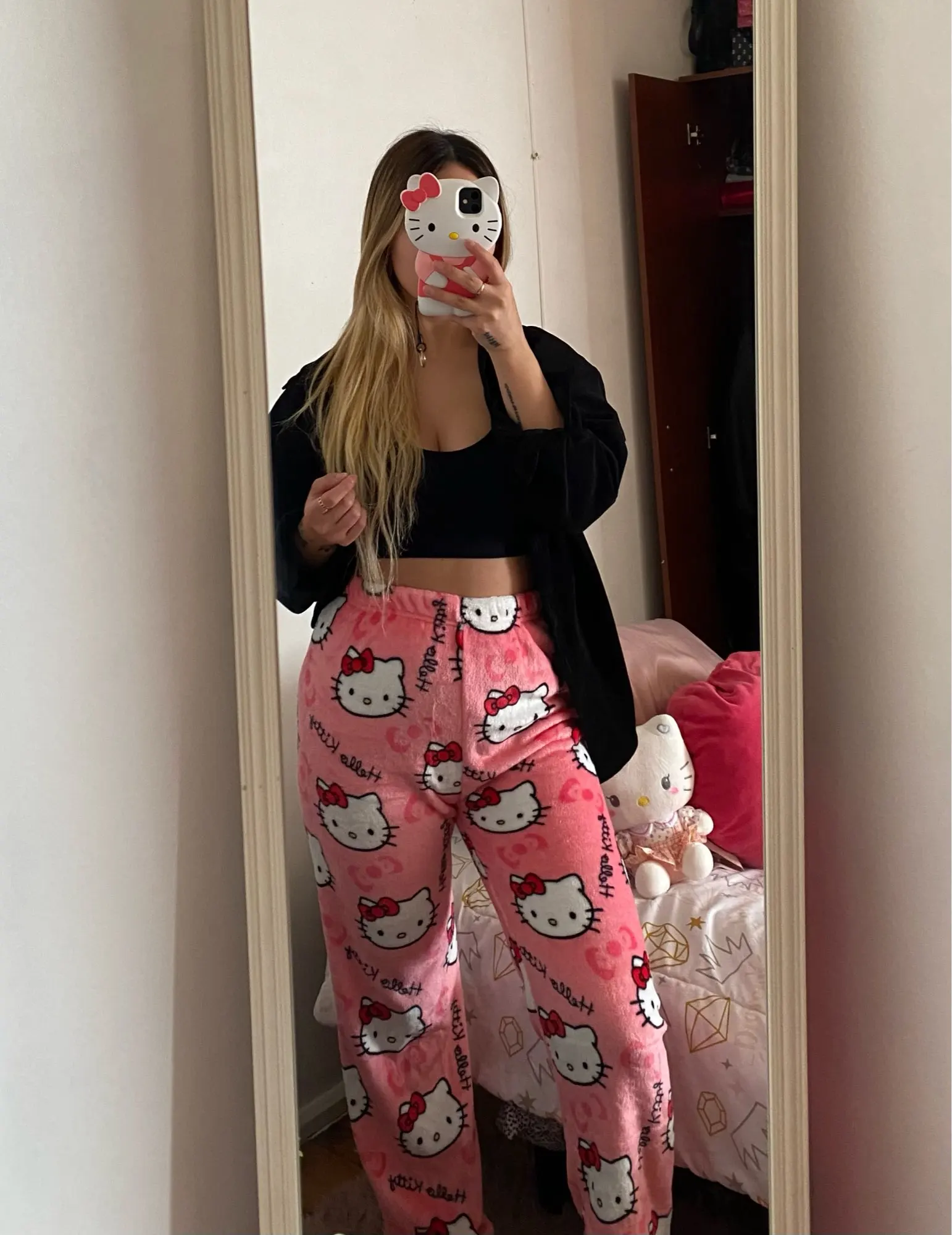 Hello Kitty Christmas Pajamas Pants Y2K Sanrio Anime Halloween Trousers Women Pajama Pants Leisure Home Clothing Couple Trousers