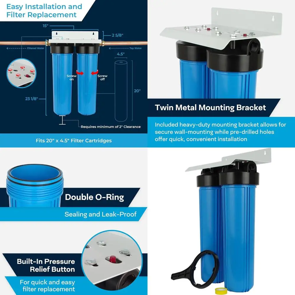 

Dual Filter Housing for 4.5 x 20 Inch Big Blue Twin Replacement