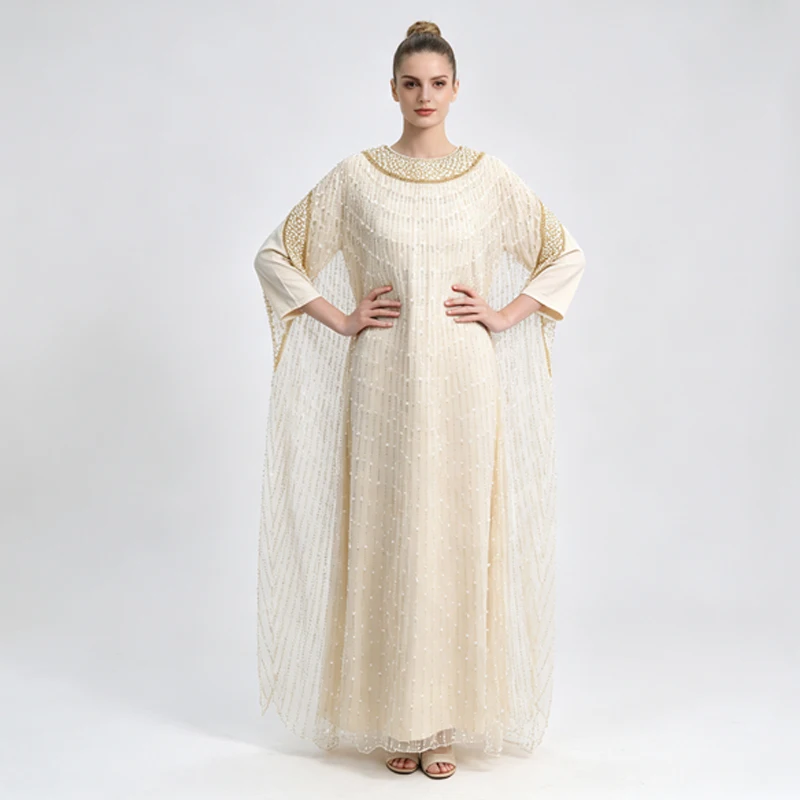 Hochwertiges Luxus-Maxikleid aus Mesh für Damen, mit Strass-Verzierungen, Elegantes Abendkleid für Bankette, Hochzeiten und Formelle Anlässe – Detail 9